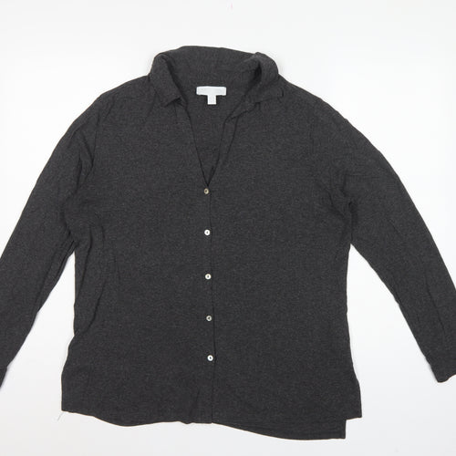 White Label Women’s Grey UK 14 Basic Collared Long Sleeve Button-Up Shirt