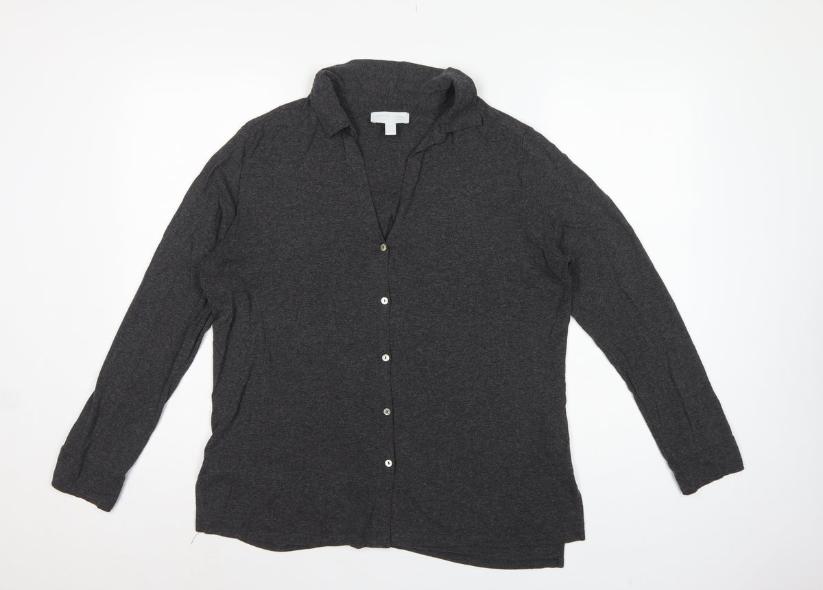 White Label Women’s Grey UK 14 Basic Collared Long Sleeve Button-Up Shirt