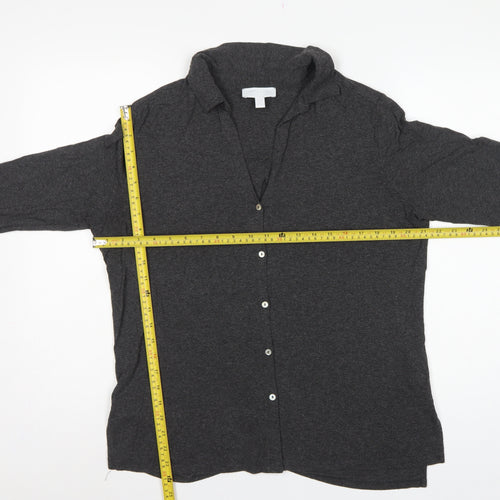 White Label Women’s Grey UK 14 Basic Collared Long Sleeve Button-Up Shirt
