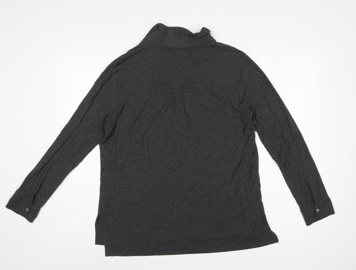 White Label Women’s Grey UK 14 Basic Collared Long Sleeve Button-Up Shirt