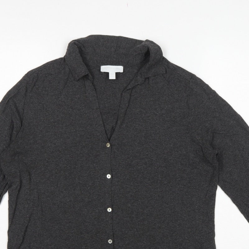White Label Women’s Grey UK 14 Basic Collared Long Sleeve Button-Up Shirt