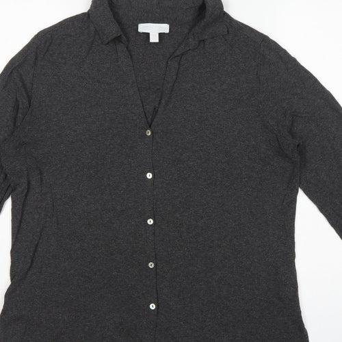 White Label Women’s Grey UK 14 Basic Collared Long Sleeve Button-Up Shirt