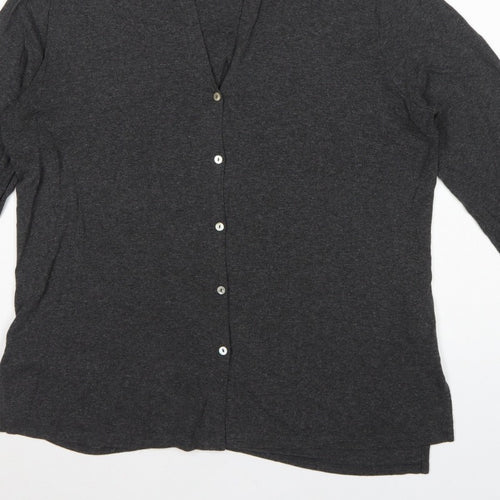 White Label Women’s Grey UK 14 Basic Collared Long Sleeve Button-Up Shirt
