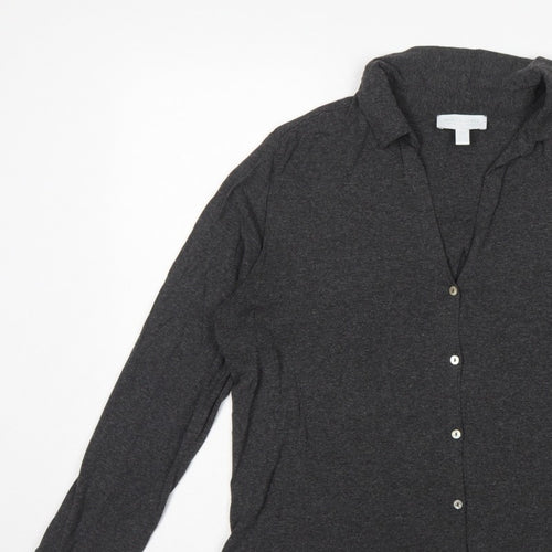 White Label Women’s Grey UK 14 Basic Collared Long Sleeve Button-Up Shirt