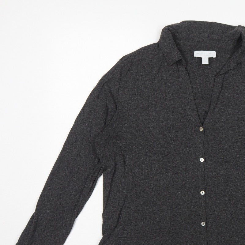 White Label Women’s Grey UK 14 Basic Collared Long Sleeve Button-Up Shirt