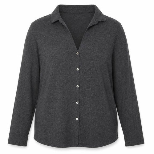 White Label Women’s Grey UK 14 Basic Collared Long Sleeve Button-Up Shirt