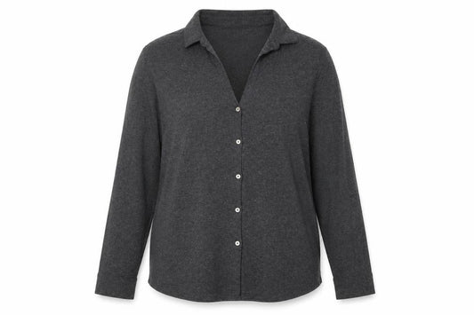 White Label Women’s Grey UK 14 Basic Collared Long Sleeve Button-Up Shirt