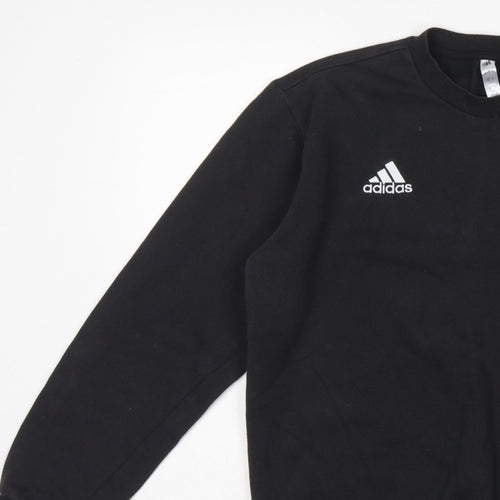Adidas Men Black S Pullover Crew Neck Logo Sweatshirt