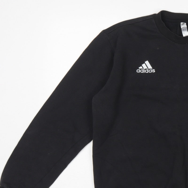 Adidas Men Black S Pullover Crew Neck Logo Sweatshirt