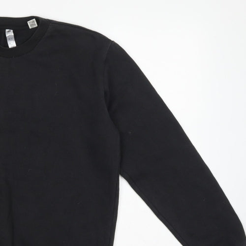 Adidas Men Black S Pullover Crew Neck Logo Sweatshirt