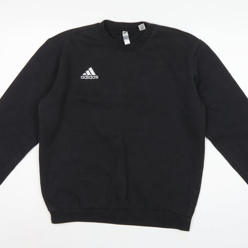 Adidas Men Black S Pullover Crew Neck Logo Sweatshirt