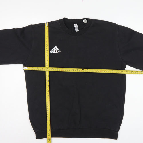 Adidas Men Black S Pullover Crew Neck Logo Sweatshirt
