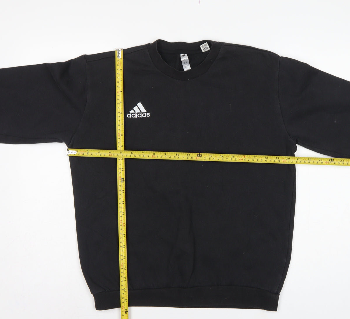 Adidas Men Black S Pullover Crew Neck Logo Sweatshirt