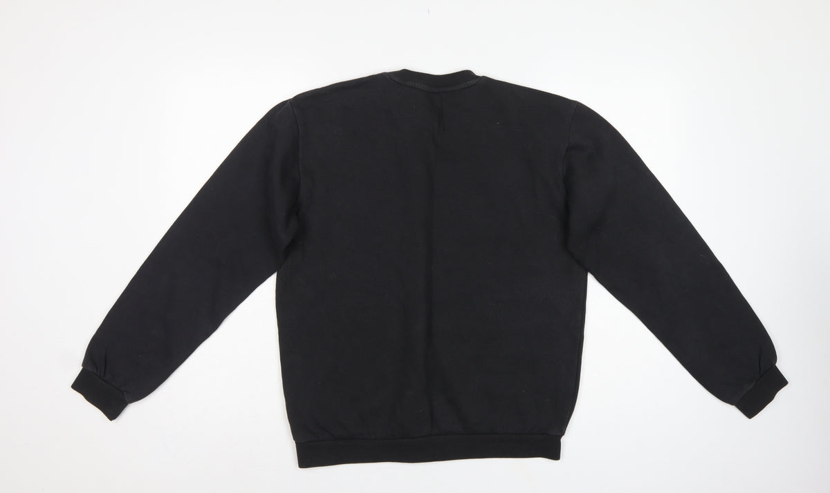 Adidas Men Black S Pullover Crew Neck Logo Sweatshirt
