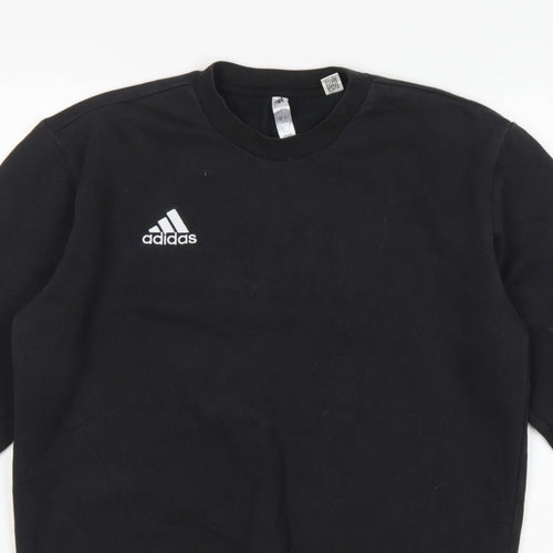 Adidas Men Black S Pullover Crew Neck Logo Sweatshirt