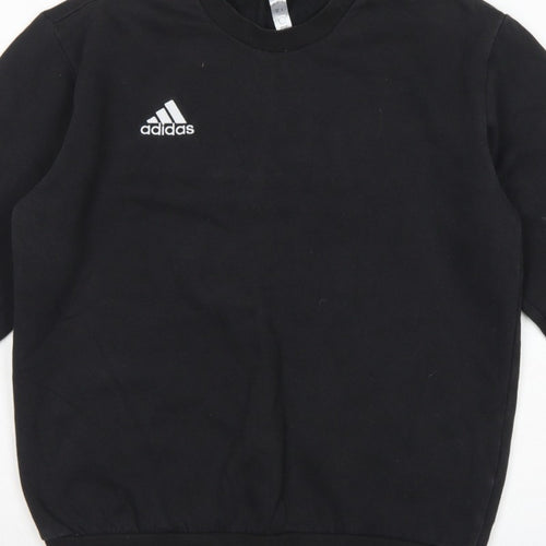 Adidas Men Black S Pullover Crew Neck Logo Sweatshirt