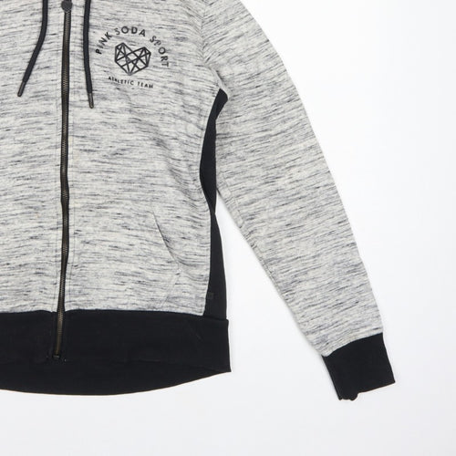 Pink Soda Sport Women Grey UK 8 Full Zip Hooded Logo Hoodie