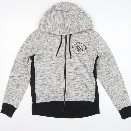 Pink Soda Sport Women Grey UK 8 Full Zip Hooded Logo Hoodie