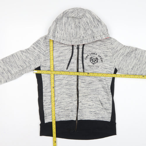 Pink Soda Sport Women Grey UK 8 Full Zip Hooded Logo Hoodie