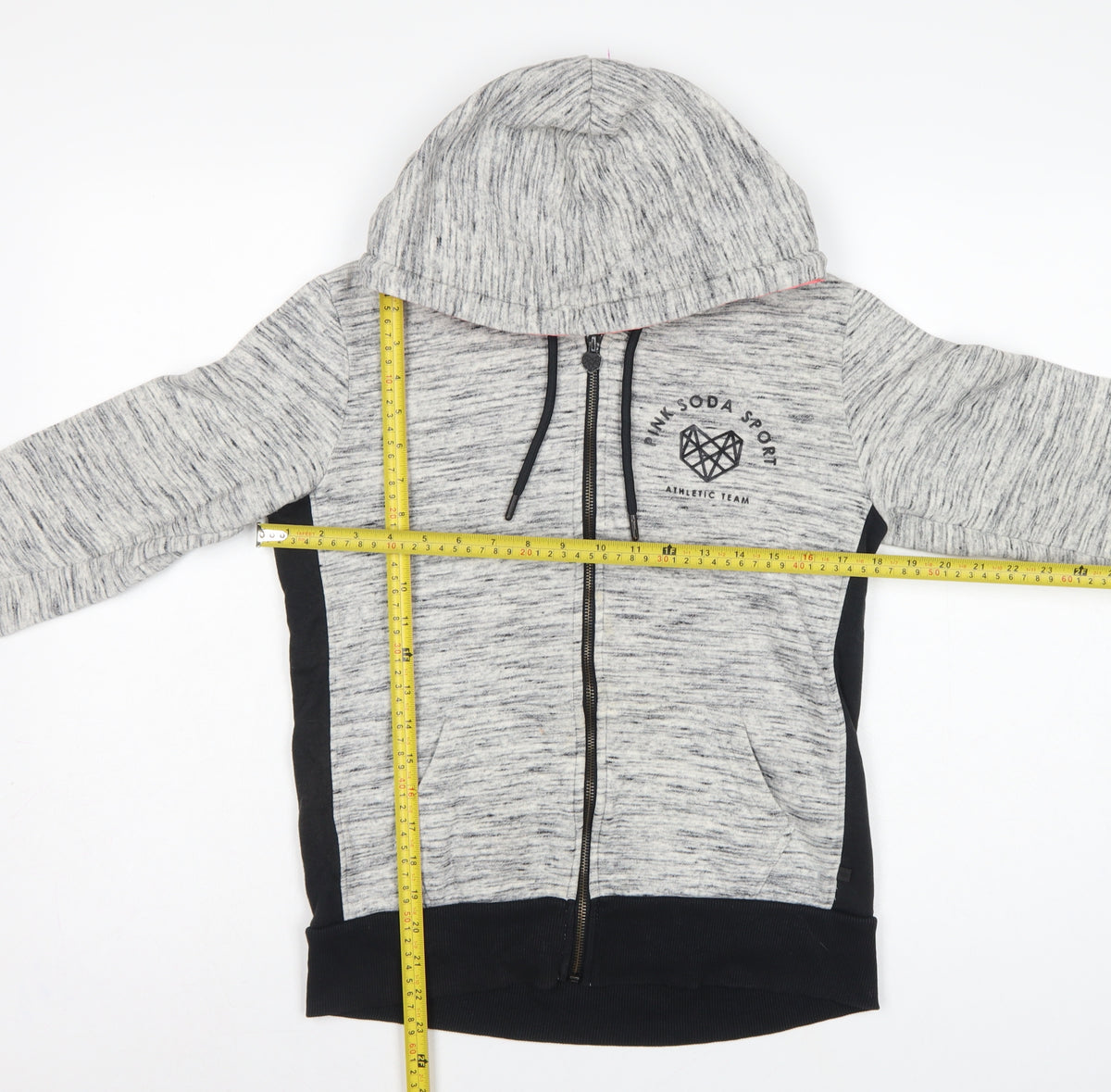 Pink Soda Sport Women Grey UK 8 Full Zip Hooded Logo Hoodie