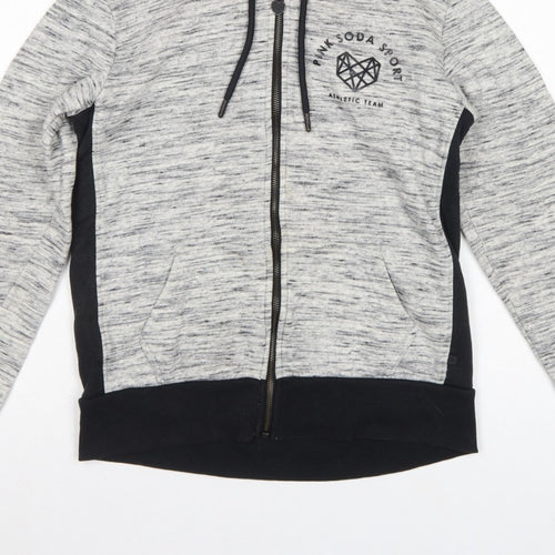 Pink Soda Sport Women Grey UK 8 Full Zip Hooded Logo Hoodie