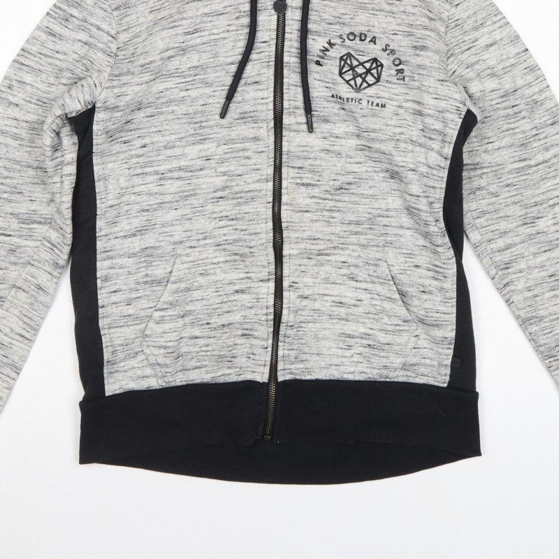 Pink Soda Sport Women Grey UK 8 Full Zip Hooded Logo Hoodie