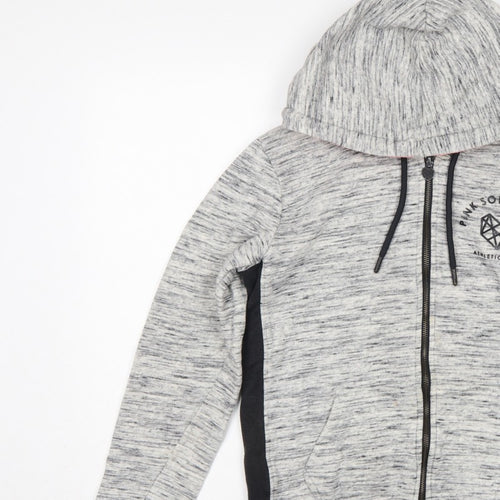 Pink Soda Sport Women Grey UK 8 Full Zip Hooded Logo Hoodie