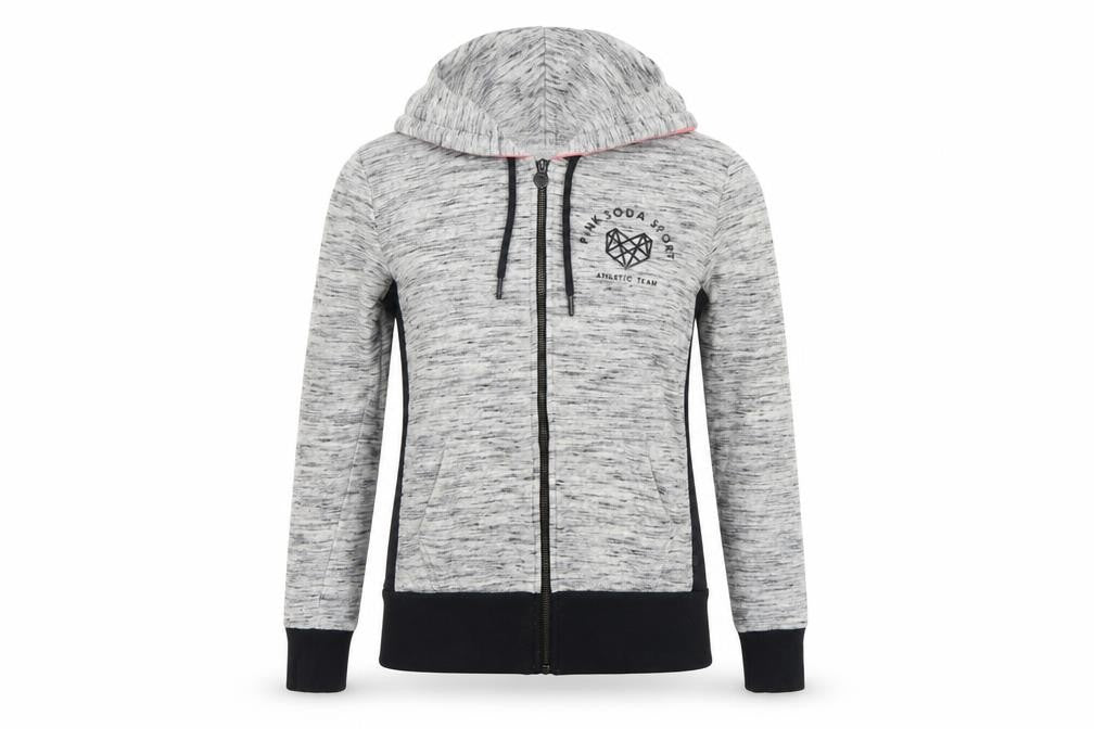 Pink Soda Sport Women Grey UK 8 Full Zip Hooded Logo Hoodie