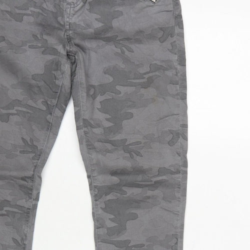 Mint Velvet Women Grey Camo Skinny Jeans Size 10 Zip Detail