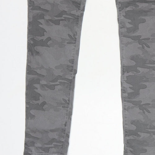 Mint Velvet Women Grey Camo Skinny Jeans Size 10 Zip Detail
