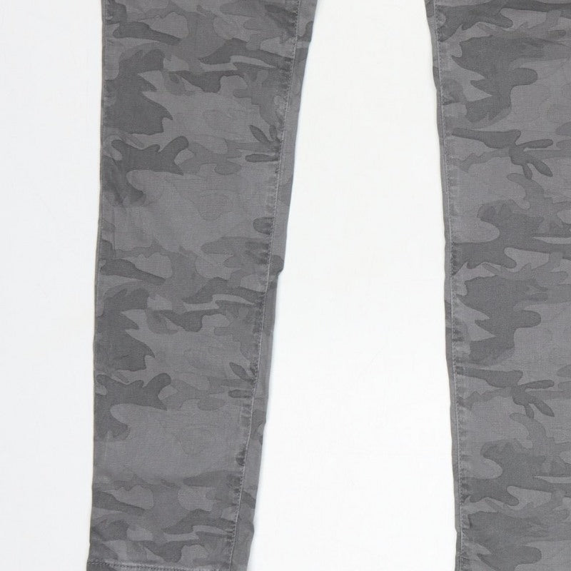 Mint Velvet Women Grey Camo Skinny Jeans Size 10 Zip Detail