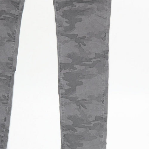 Mint Velvet Women Grey Camo Skinny Jeans Size 10 Zip Detail