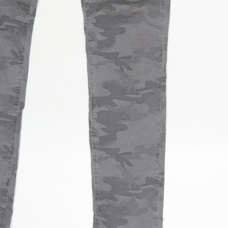 Mint Velvet Women Grey Camo Skinny Jeans Size 10 Zip Detail