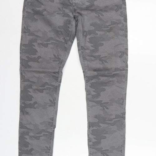 Mint Velvet Women Grey Camo Skinny Jeans Size 10 Zip Detail