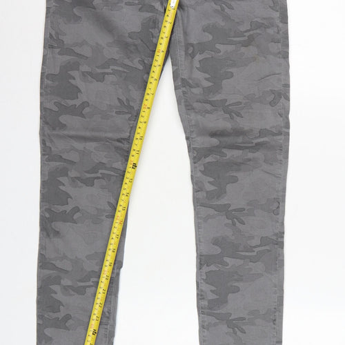 Mint Velvet Women Grey Camo Skinny Jeans Size 10 Zip Detail