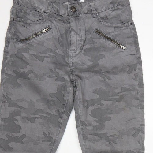 Mint Velvet Women Grey Camo Skinny Jeans Size 10 Zip Detail