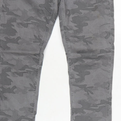 Mint Velvet Women Grey Camo Skinny Jeans Size 10 Zip Detail