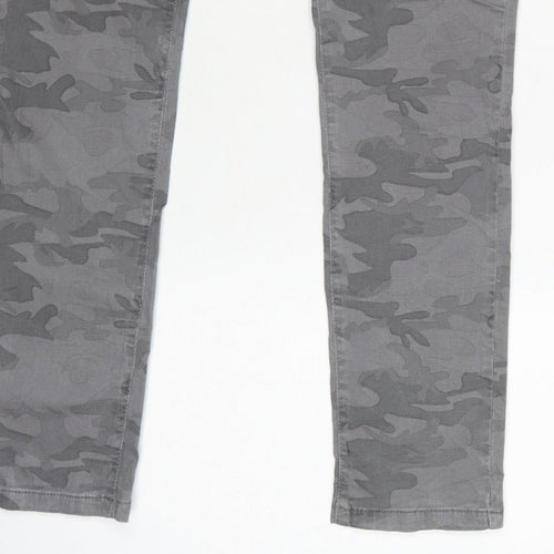 Mint Velvet Women Grey Camo Skinny Jeans Size 10 Zip Detail