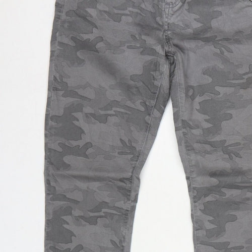 Mint Velvet Women Grey Camo Skinny Jeans Size 10 Zip Detail