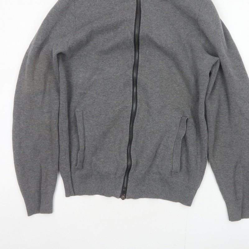 Additional view of Massimo Dutti Men Grey S Full Zip Cotton High Neck Knit Jumper