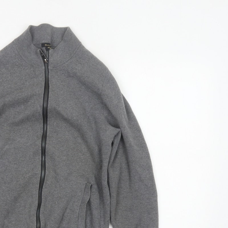 Additional view of Massimo Dutti Men Grey S Full Zip Cotton High Neck Knit Jumper