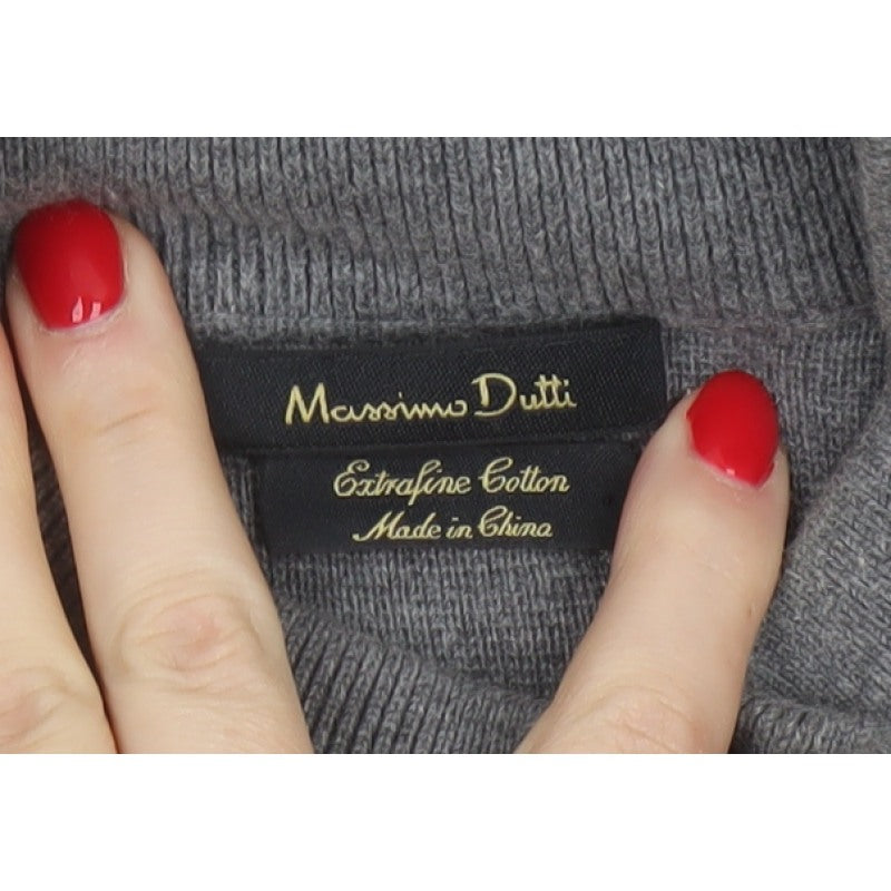 Additional view of Massimo Dutti Men Grey S Full Zip Cotton High Neck Knit Jumper