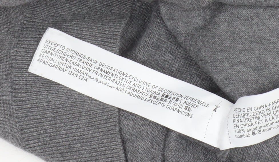 Additional view of Massimo Dutti Men Grey S Full Zip Cotton High Neck Knit Jumper