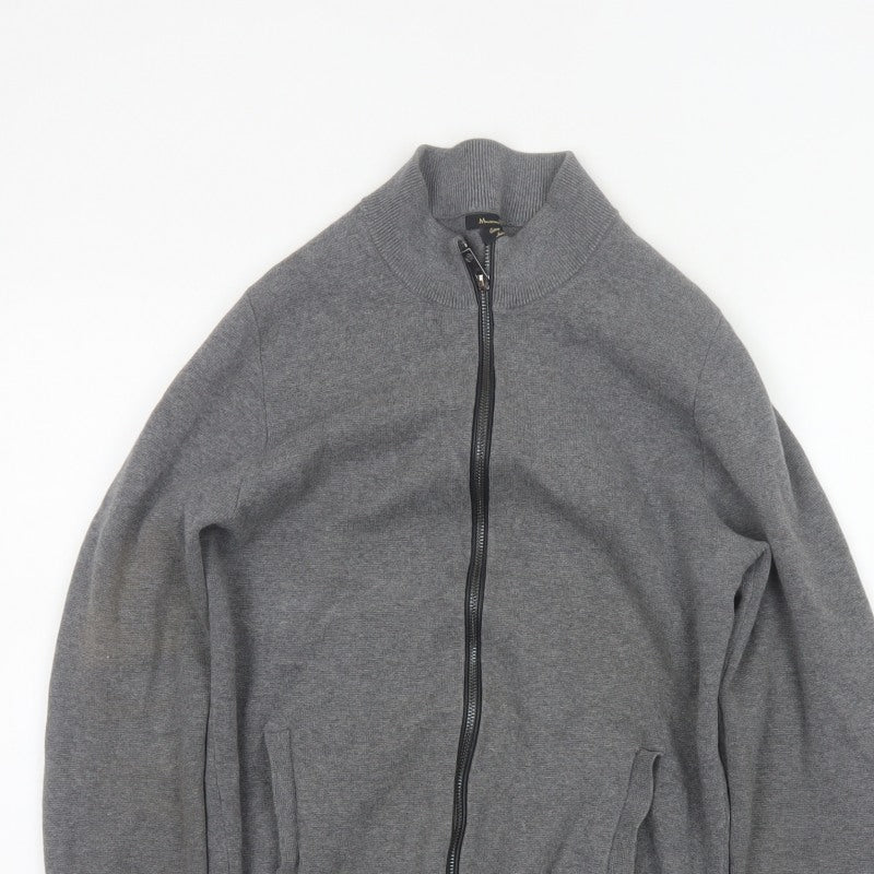 Additional view of Massimo Dutti Men Grey S Full Zip Cotton High Neck Knit Jumper
