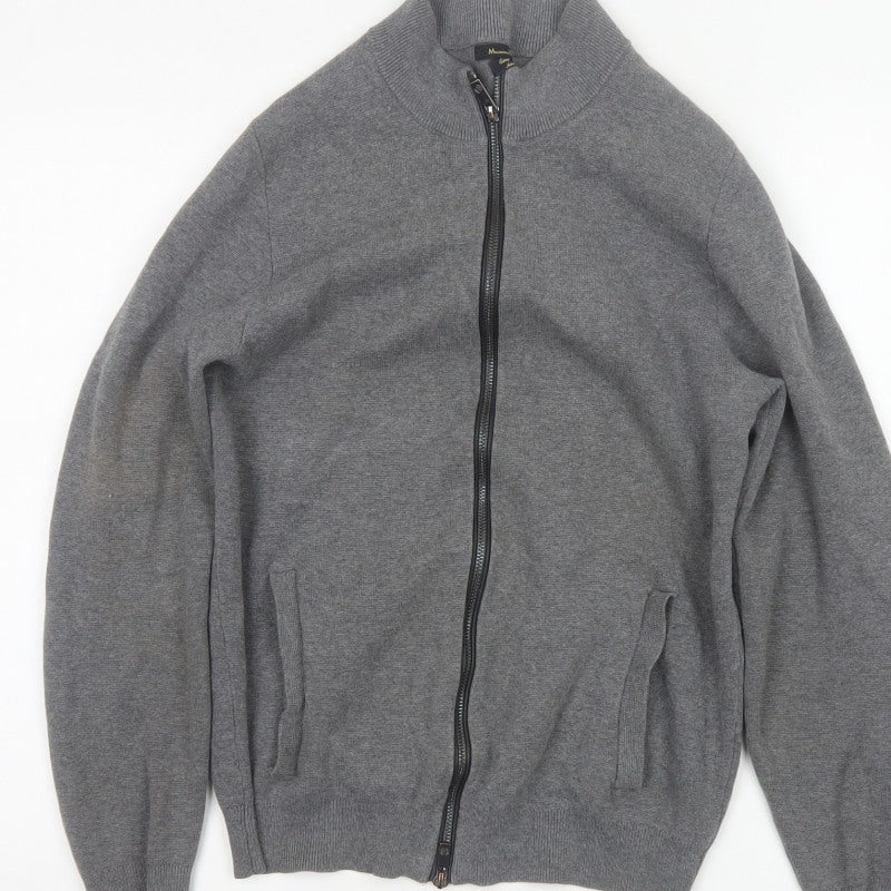 Additional view of Massimo Dutti Men Grey S Full Zip Cotton High Neck Knit Jumper