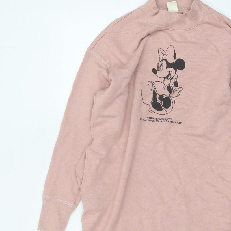 Uniqlo Women Pink S Minnie Mouse Graphic Mock Neck Jumper Dress