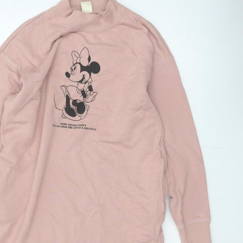 Uniqlo Women Pink S Minnie Mouse Graphic Mock Neck Jumper Dress