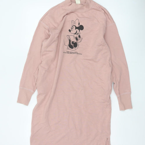 Uniqlo Women Pink S Minnie Mouse Graphic Mock Neck Jumper Dress