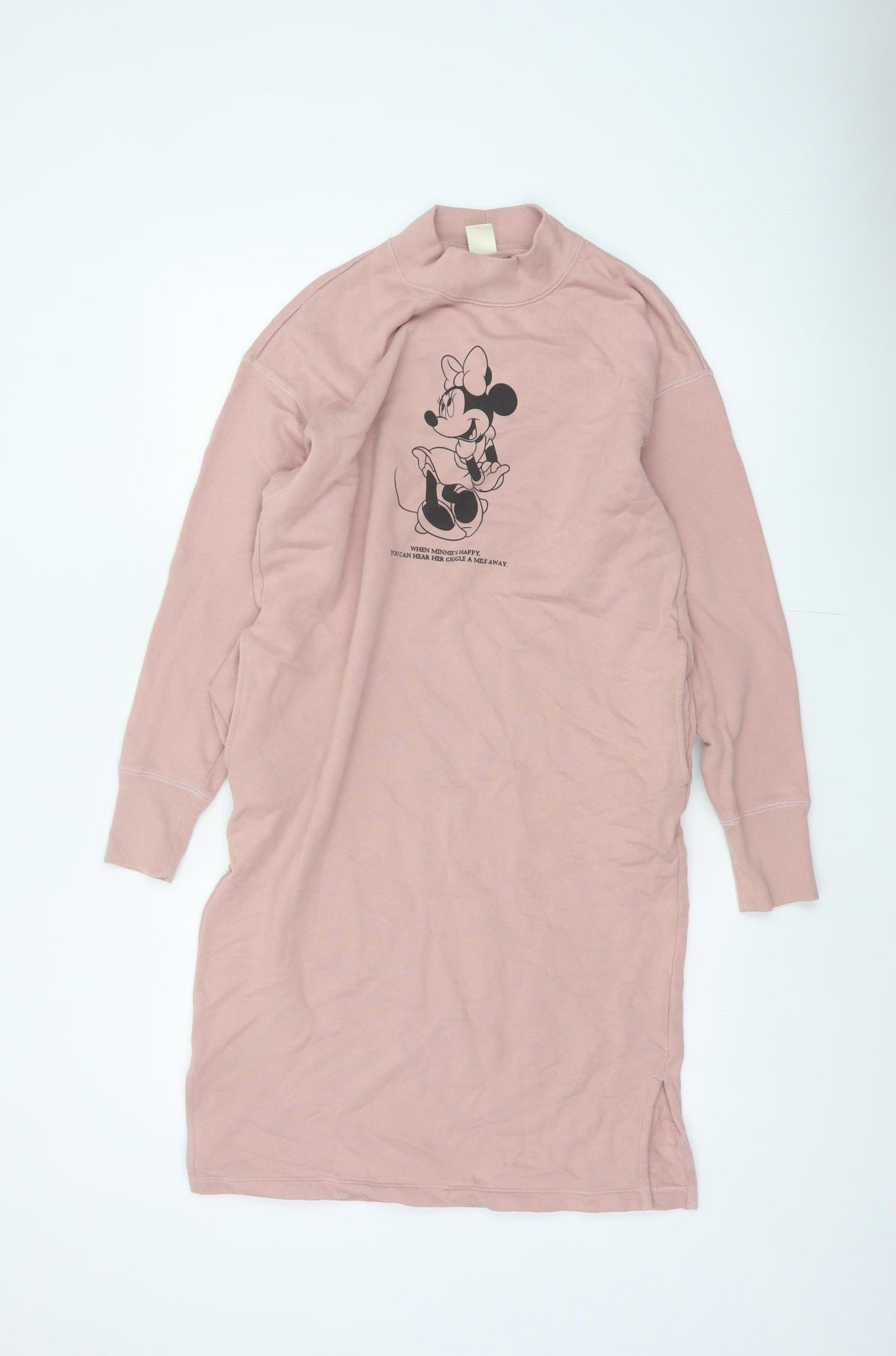Uniqlo Women Pink S Minnie Mouse Graphic Mock Neck Jumper Dress