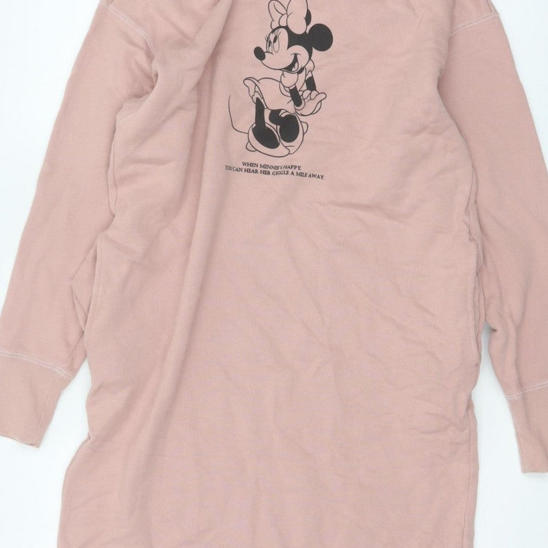Uniqlo Women Pink S Minnie Mouse Graphic Mock Neck Jumper Dress